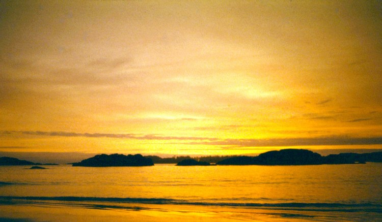 Sunset at McKenzie Beach on the western side of Vancouver Island, British Columbia