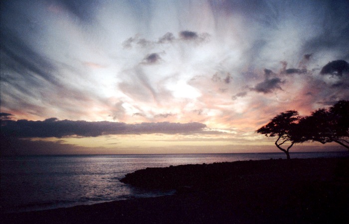 Sunset seen from the island of Oahu