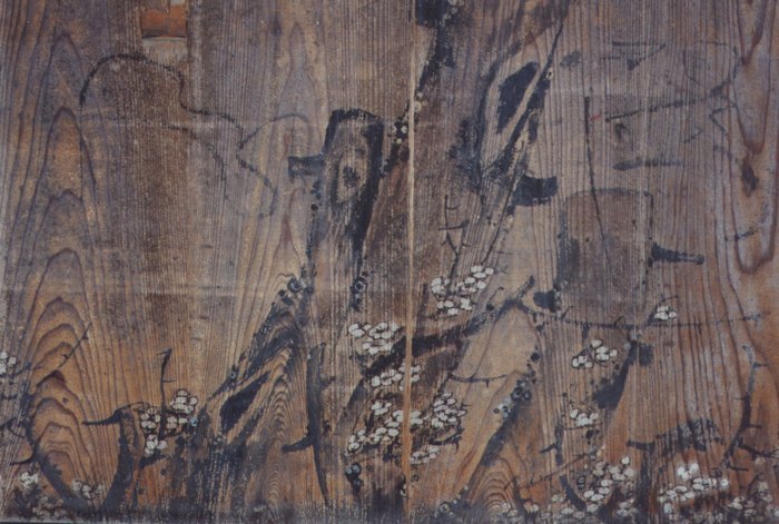 Faded Japanese painting on wood, Taiseki-ji, Japan