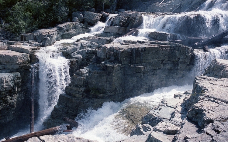 Remote waterfall on the south end of Buttle Lake, Vancouver Island, BC