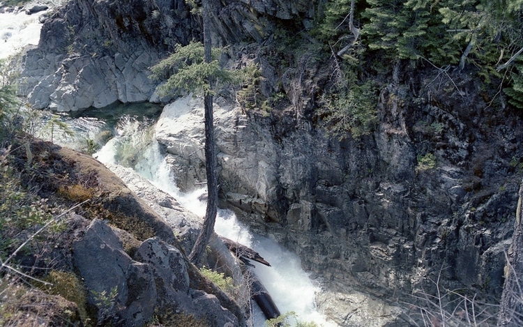 Remote waterfall on the south end of Buttle Lake, Vancouver Island, BC