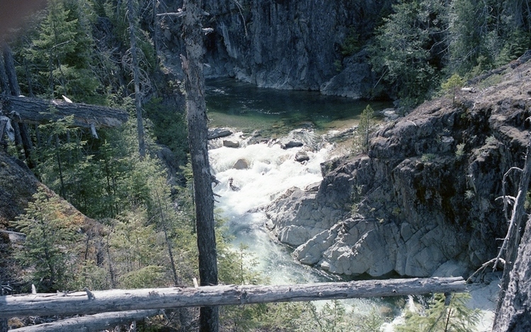 Remote waterfall on the south end of Buttle Lake, Vancouver Island, BC