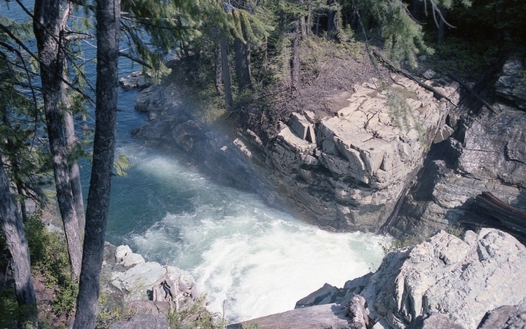 Remote waterfall on the south end of Buttle Lake, Vancouver Island, BC